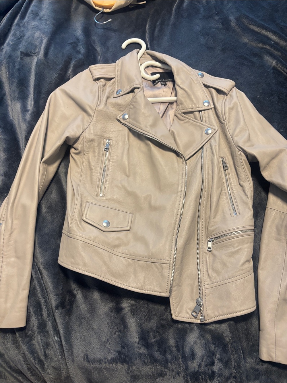 Banana Republic Taupe Faux Leather Moto Jacket